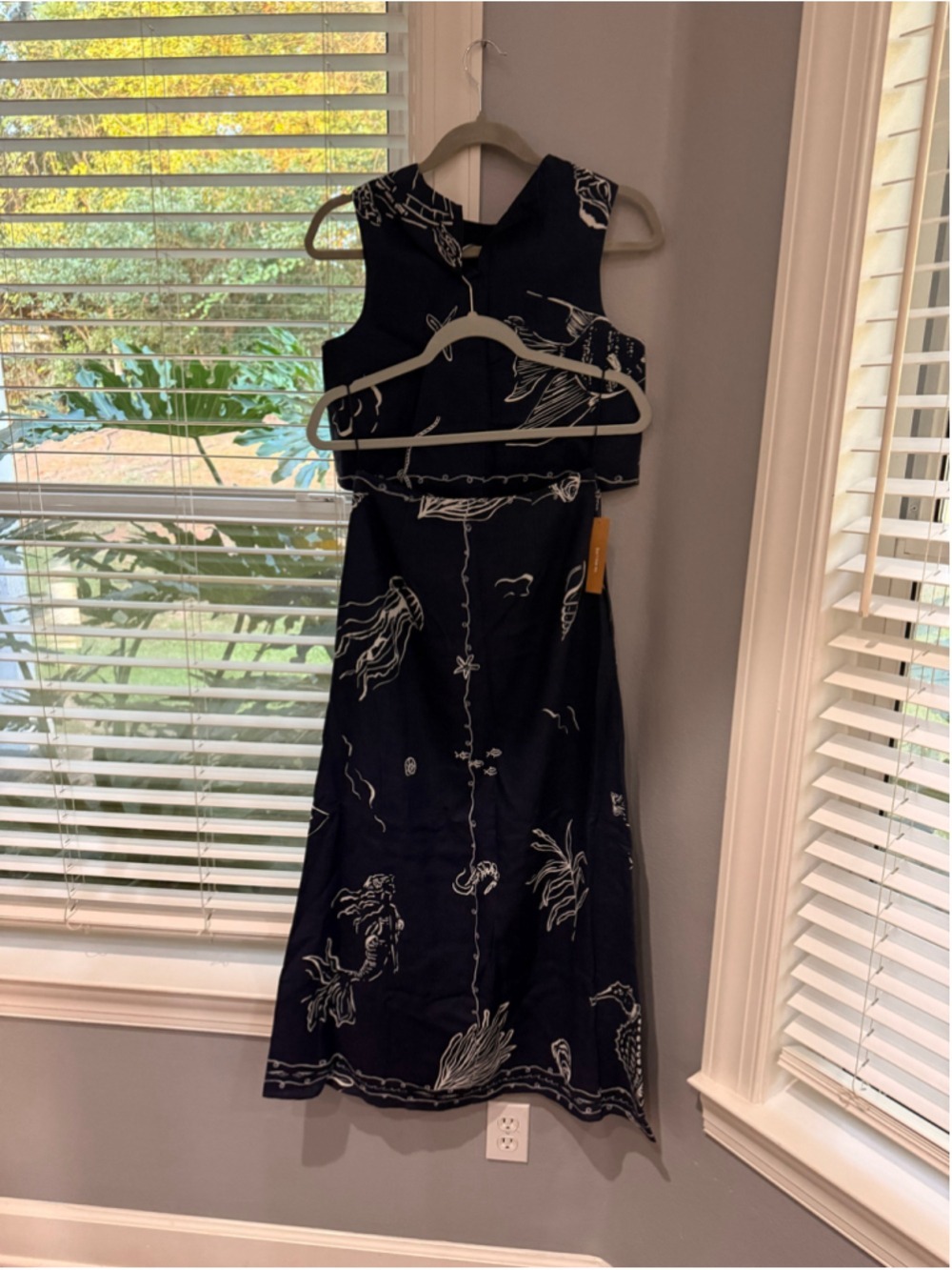 Women's Few Moda Navy White Sea Life Print Skirt Set Size 0 - Picture 7 of 9